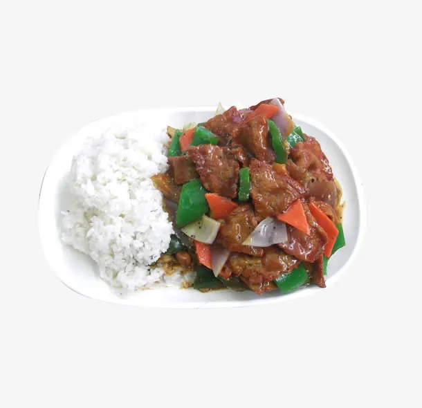 实物黑椒牛肉盖饭免抠