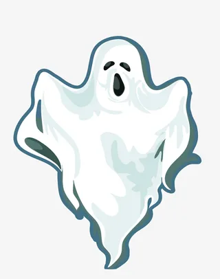 手绘白色鬼魂免抠