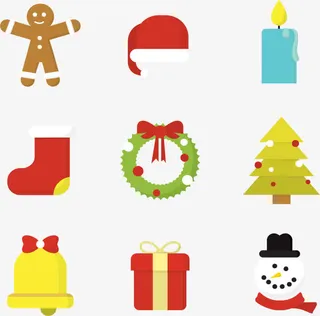 小可爱圣诞元素九宫格免抠