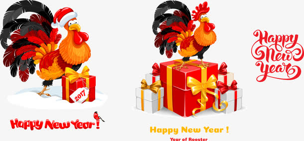 圣诞新年公鸡免抠