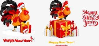 圣诞新年公鸡免抠