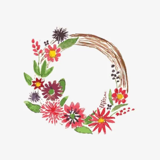 水彩花环免抠