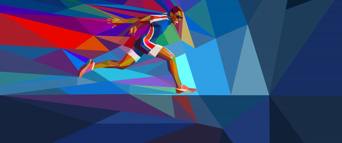 跑步运动几何深蓝背景banner高清