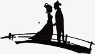 鹊桥相会剪影七夕情人节免抠