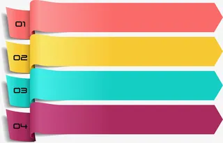 彩色绸带标签免抠