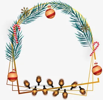 边框 叶子 圣诞 花环免抠