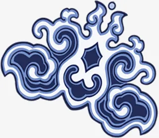 蓝色高清中国风花纹免抠