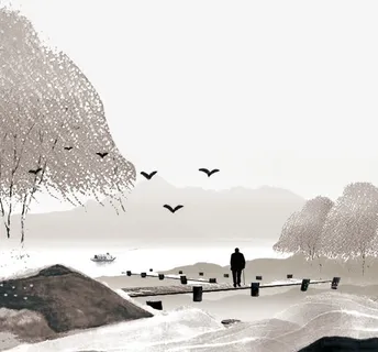 老人背影的画免抠