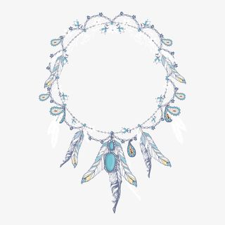 手绘水彩宝石边框免抠