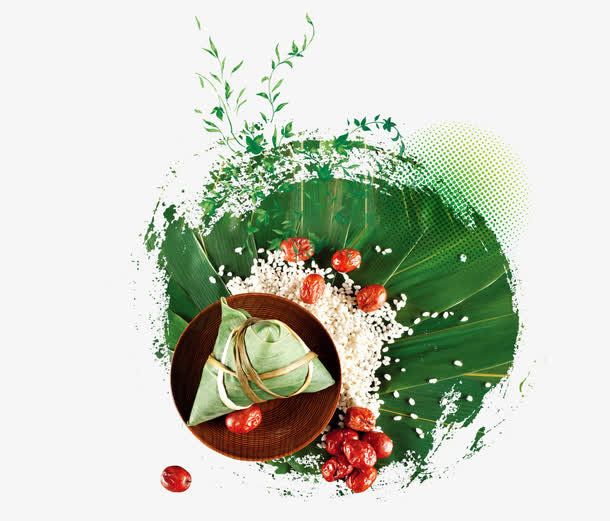 端午节专辑 水墨画 粽子 红枣 叶免抠