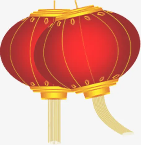 红灯笼喜庆元旦新春海报免抠