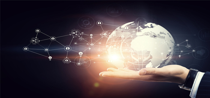 手托地球互联网科技背景高清