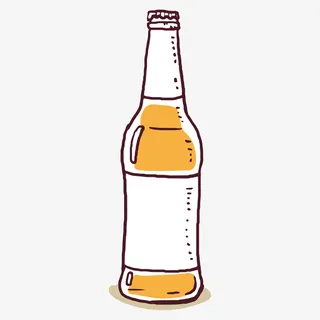 手绘线条酒瓶装饰免抠