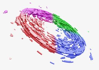 彩色立体圆盘科技破碎效果PNG免抠