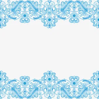 蓝色花纹装饰免抠