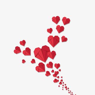 红色的装饰爱心桃免抠