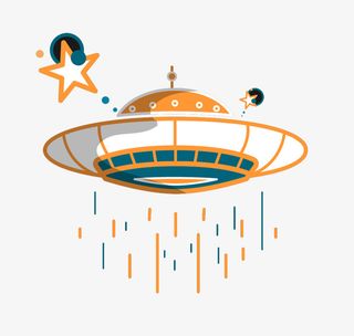 飞碟太空创意手绘免抠