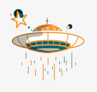 飞碟太空创意手绘免抠