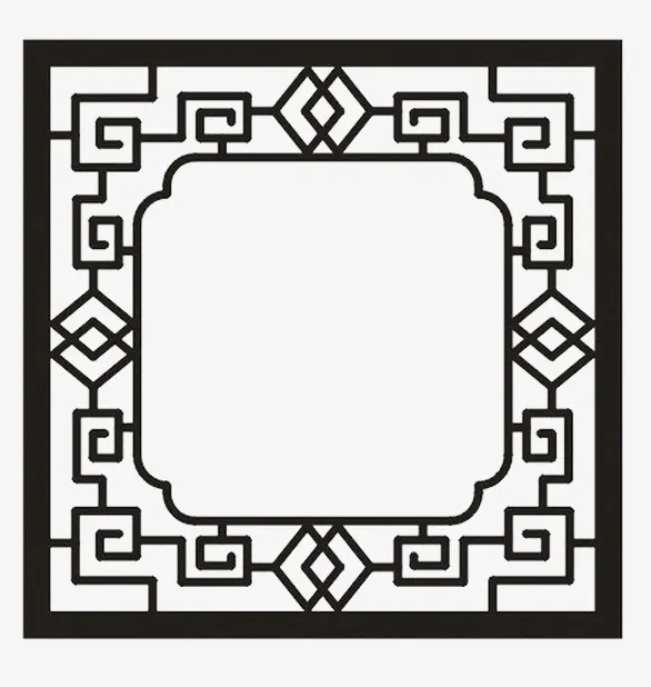 黑色手绘花纹窗户免抠