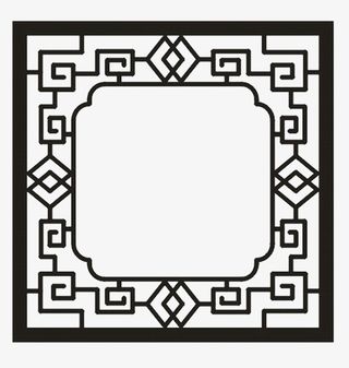 黑色手绘花纹窗户免抠