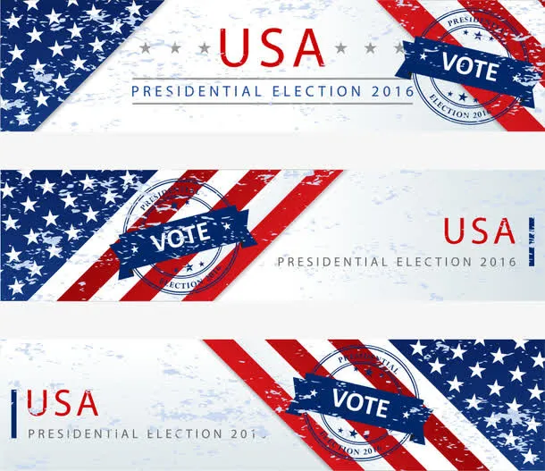 矢量美国国旗横幅免抠