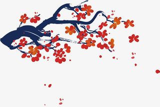 矢量图一支红杏开得正盛免抠