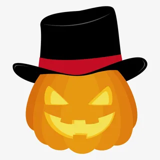 万圣节高礼帽南瓜头免抠