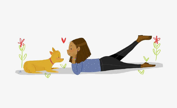 小狗和女孩免抠