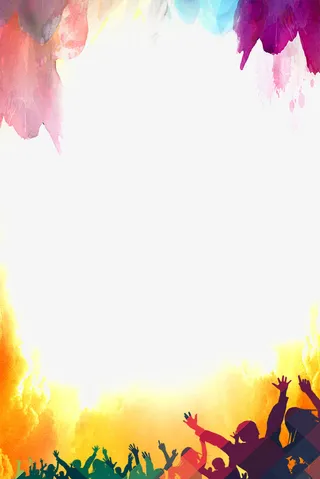 五四青年节炫彩剪影装饰边框免抠