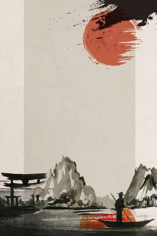 矢量古风水墨山水风景背景高清