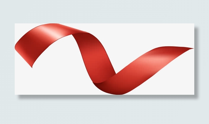 简约红色丝带免抠