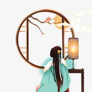 国潮古风女生背景免抠