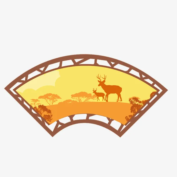 有着秋景的扇面免抠