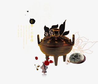 古典香炉文化排版免抠
