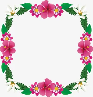 粉红色夏日花朵边框免抠 粉红色夏日花朵边框免抠