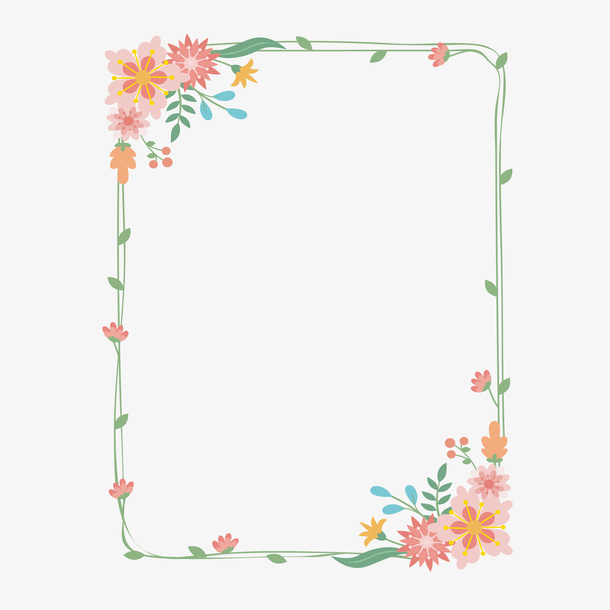 小清新花草边框免抠