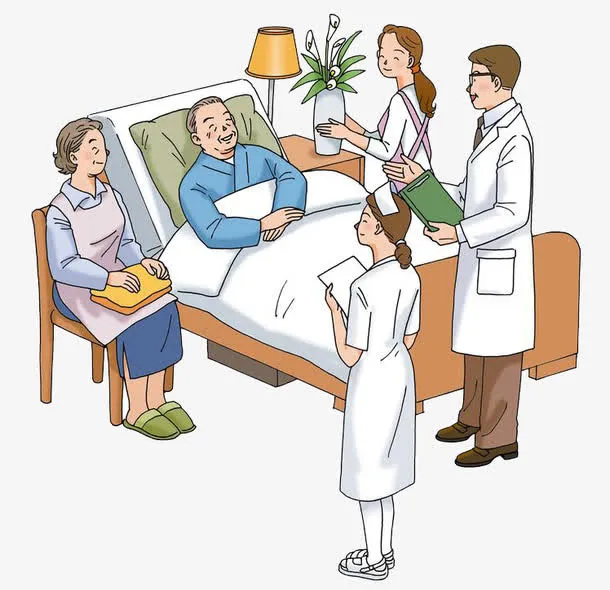 躺在病床上的老年人免抠
