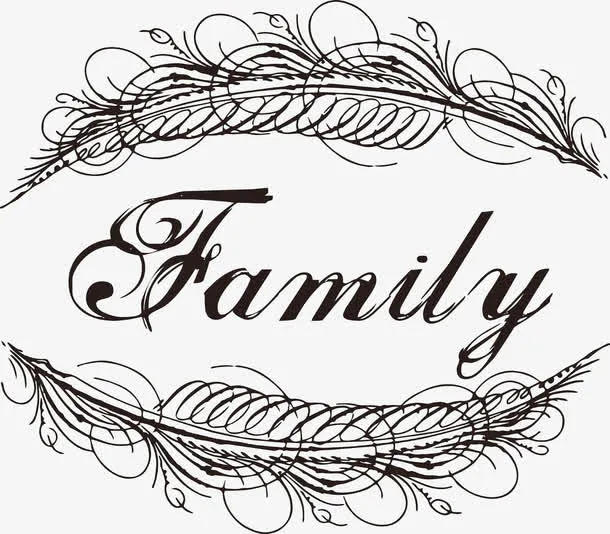 family黑色家庭效果字免抠