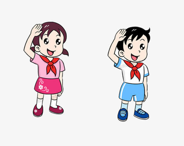 敬礼的少先队员卡通形象免抠