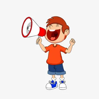 卡通拿着喇叭开心大喊的小男孩素免抠