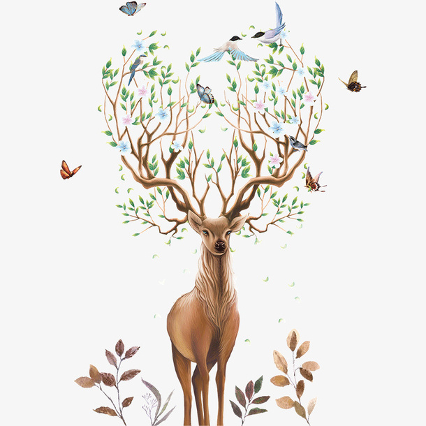 卡通 鹿 可爱 美丽免抠