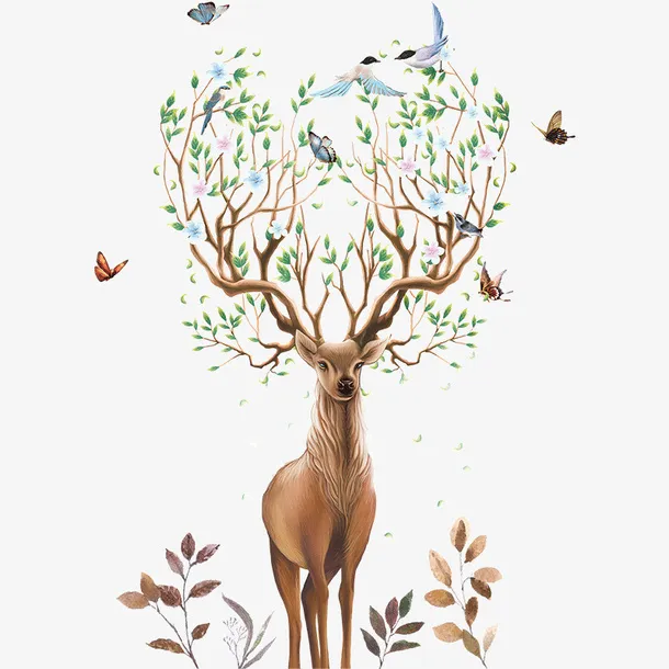 卡通 鹿 可爱 美丽免抠