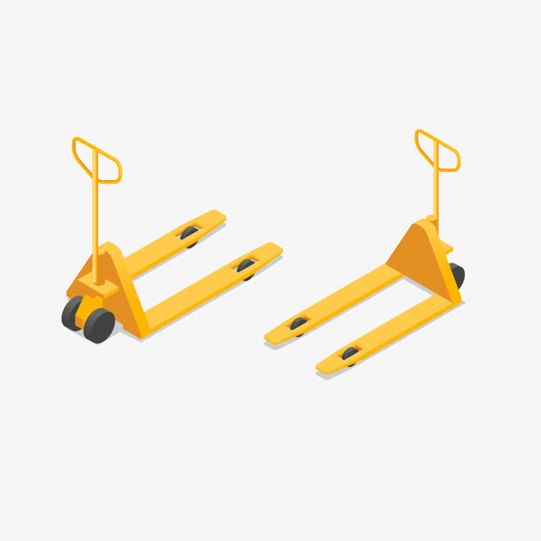 黄色搬运工具小型叉车免抠