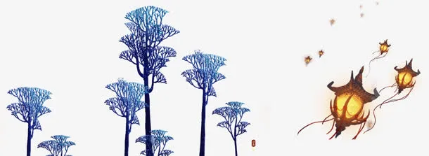 灯笼杨树冬季恋歌免抠