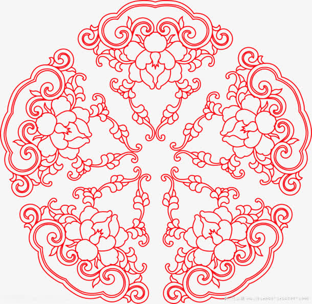 红花纹元素免抠