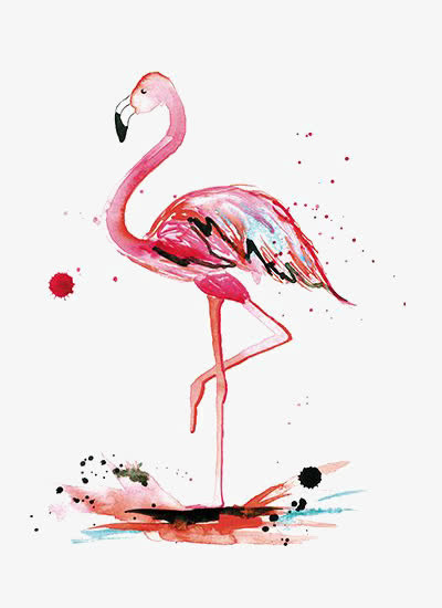 水墨火烈鸟免抠