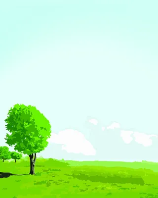 高清手绘素描蓝色天空树免抠