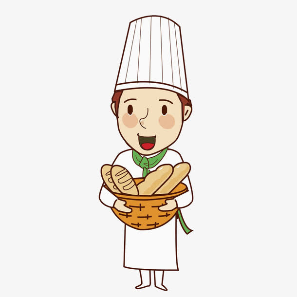 抱着面包的厨师免抠