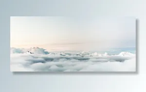 唯美白色天空海报背景免抠