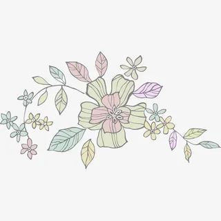 手绘花彩色免抠